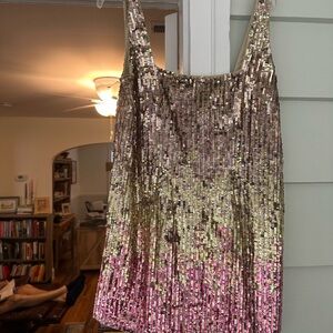 Sequin Anthropologie Dress in Gold and Pink